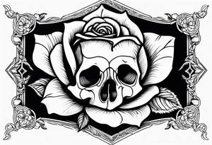 A rose tattoo with skeleton bone fingers tattoo idea