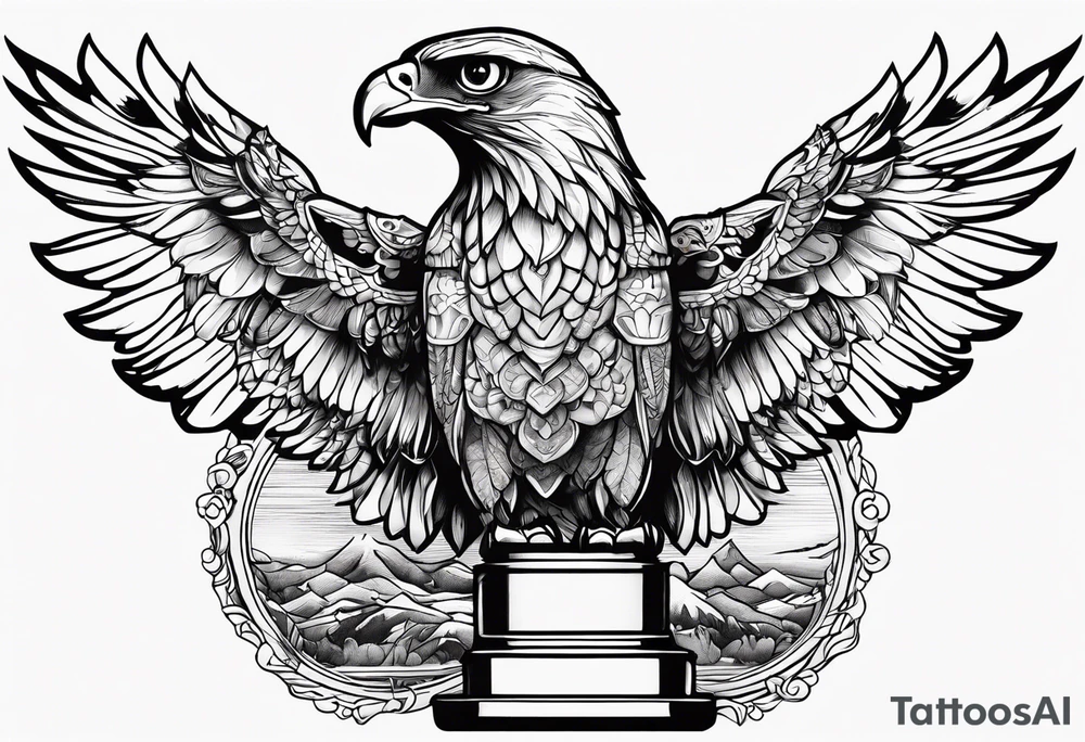 Hawk holding a trophy 2024 tattoo idea