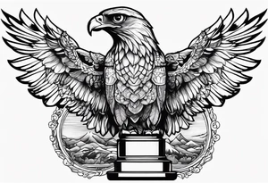 Hawk holding a trophy 2024 tattoo idea