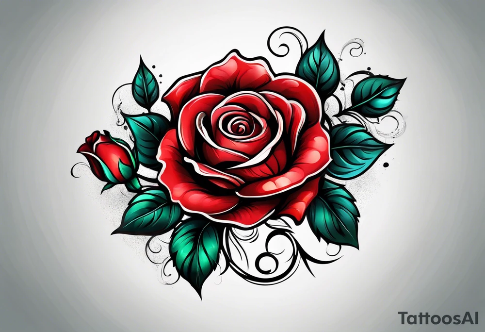 red rose blooming tattoo idea