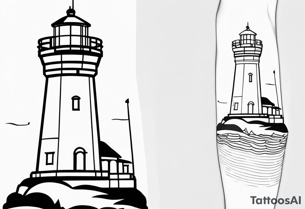 lighthouse geometric tattoo idea