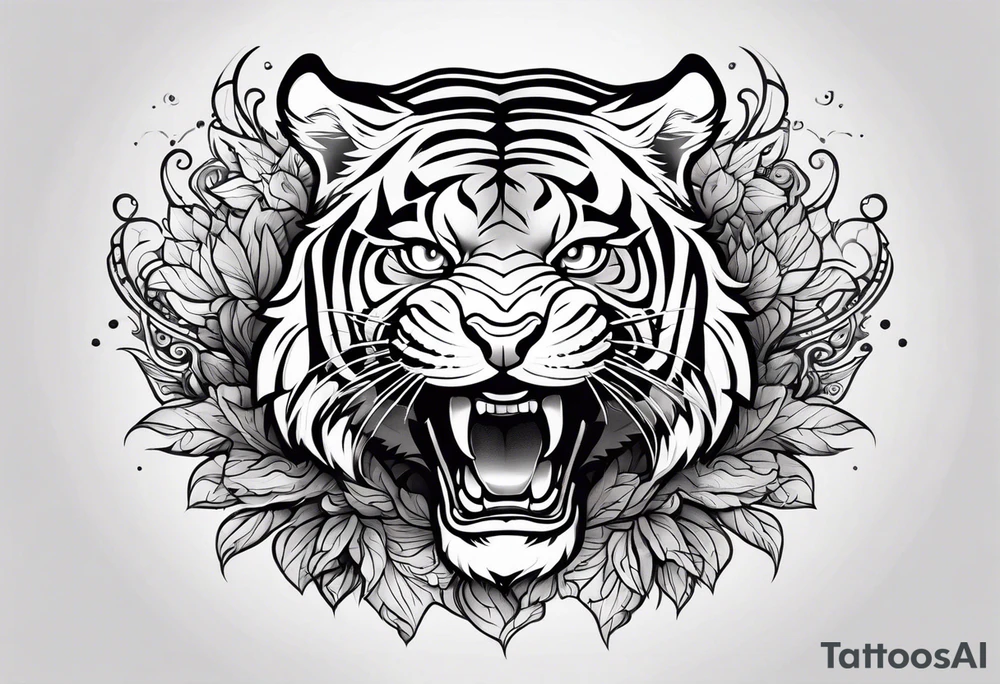 tiger smiling leaping tattoo idea