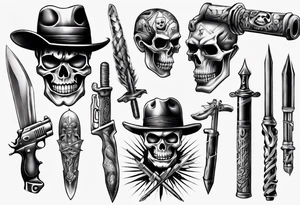 realistic chicano
weapons and gangsters tattoo idea