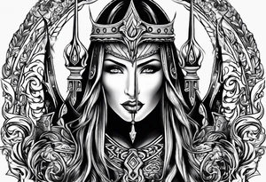 trident in fire tattoo idea