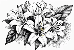 Floral sleeve lily’s tattoo idea