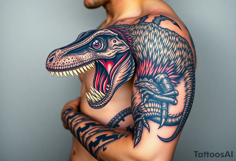 dinosaur spitting venom tattoo idea