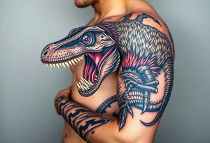 dinosaur spitting venom tattoo idea