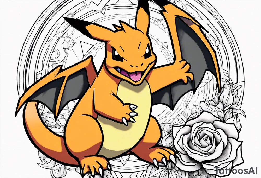 Charizard holding pikachu tattoo idea