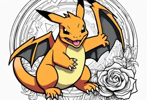 Charizard holding pikachu tattoo idea