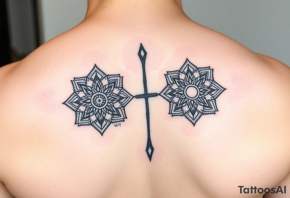 Half arm sleeve - single kidney made of two mandala / geometric designa tattoo idea