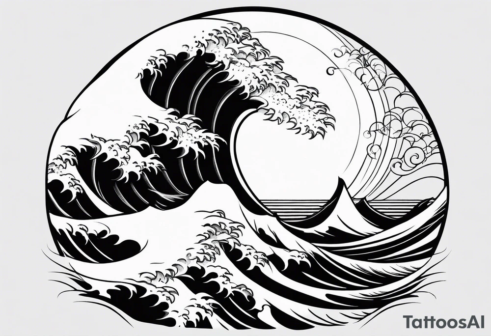 Waves , cat, sun tattoo idea