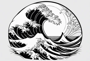 Waves , cat, sun tattoo idea