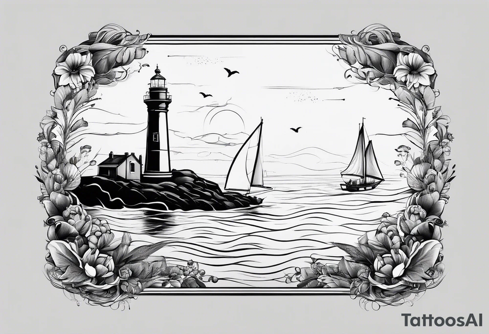 phare maritime sur un petit bateau a voiles. tattoo idea phare maritime sur un petit bateau a voiles. tattoo idea