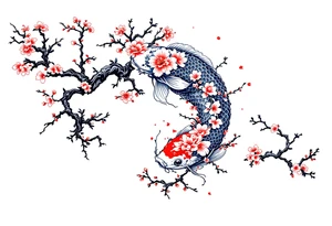 Koi fish, cherry blossom tree tattoo idea