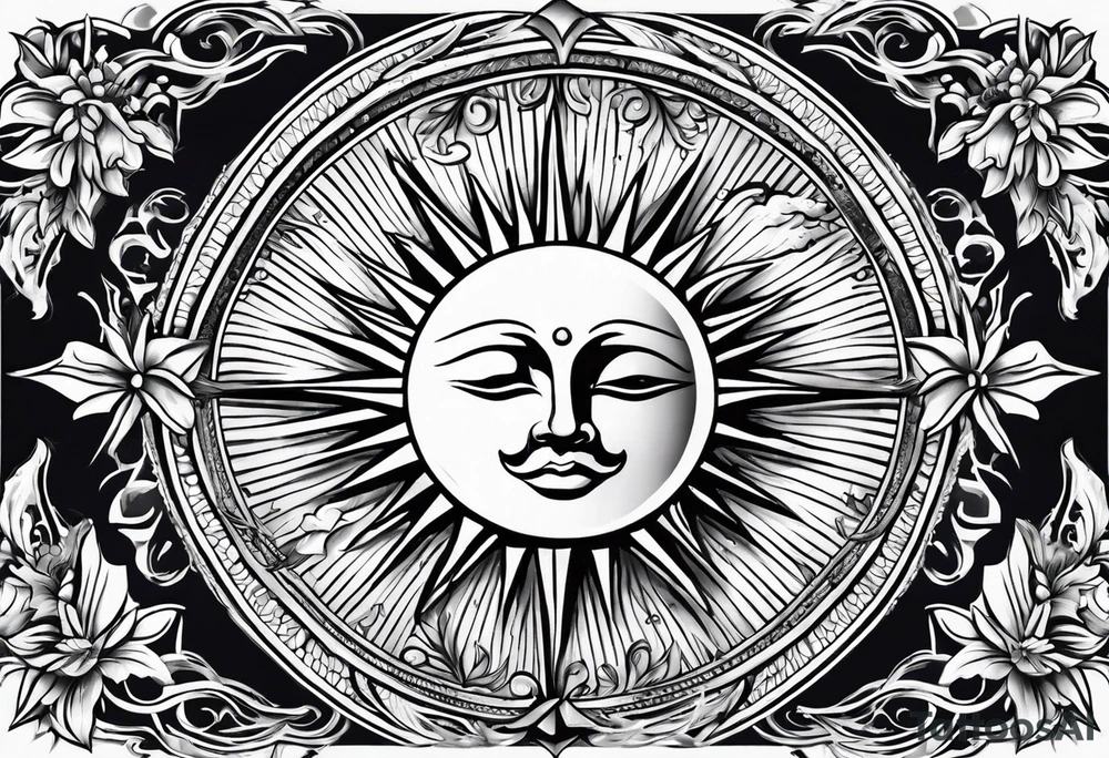 sun with rays tattoo idea