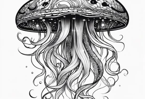 A galaxy inside a mystical jellyfish with long flowing tentacles tattoo idea