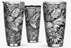 20 oz tumbler, personalized, fantasia, floral , dreamscape, feathers, Cheshire, the wrong Alice tattoo idea