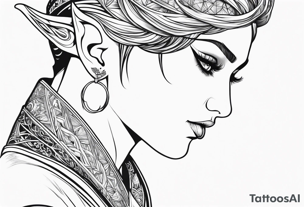 pointed ears elf profile no features tattoo idea