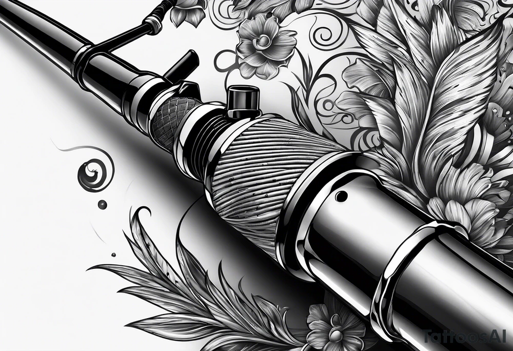 Fishing pole with memorium of a friend tattoo idea
