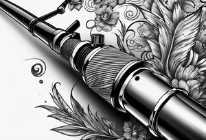 Fishing pole with memorium of a friend tattoo idea