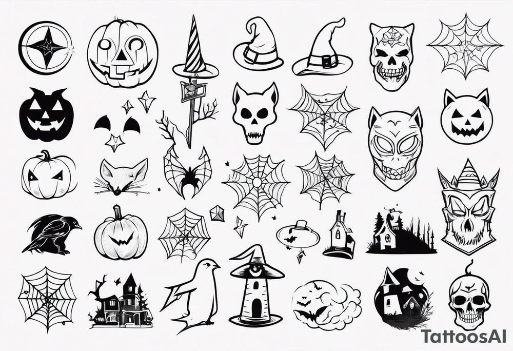 Halloween themed flash sheets tattoo idea