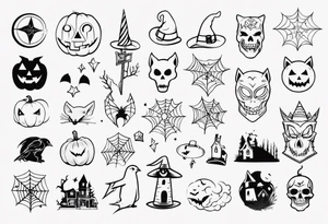 Halloween themed flash sheets tattoo idea