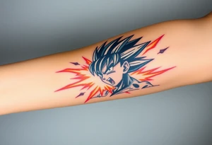 legendary dragonball z scene with energy aura and power effects tattoo idea