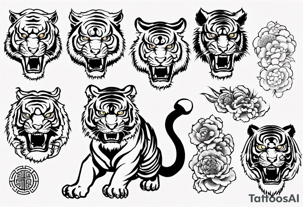Ancient Chinese divine tiger tattoo idea
