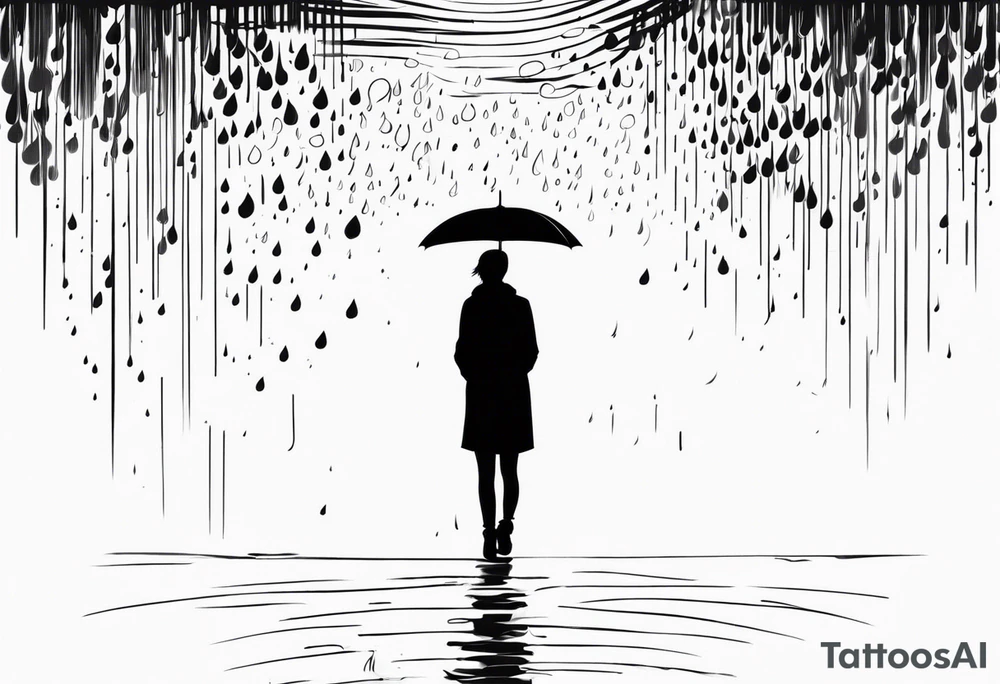 person under rain tattoo idea