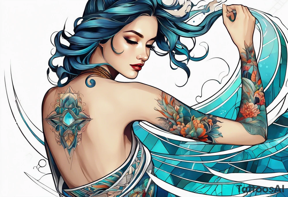 ocean, géométric tattoo idea