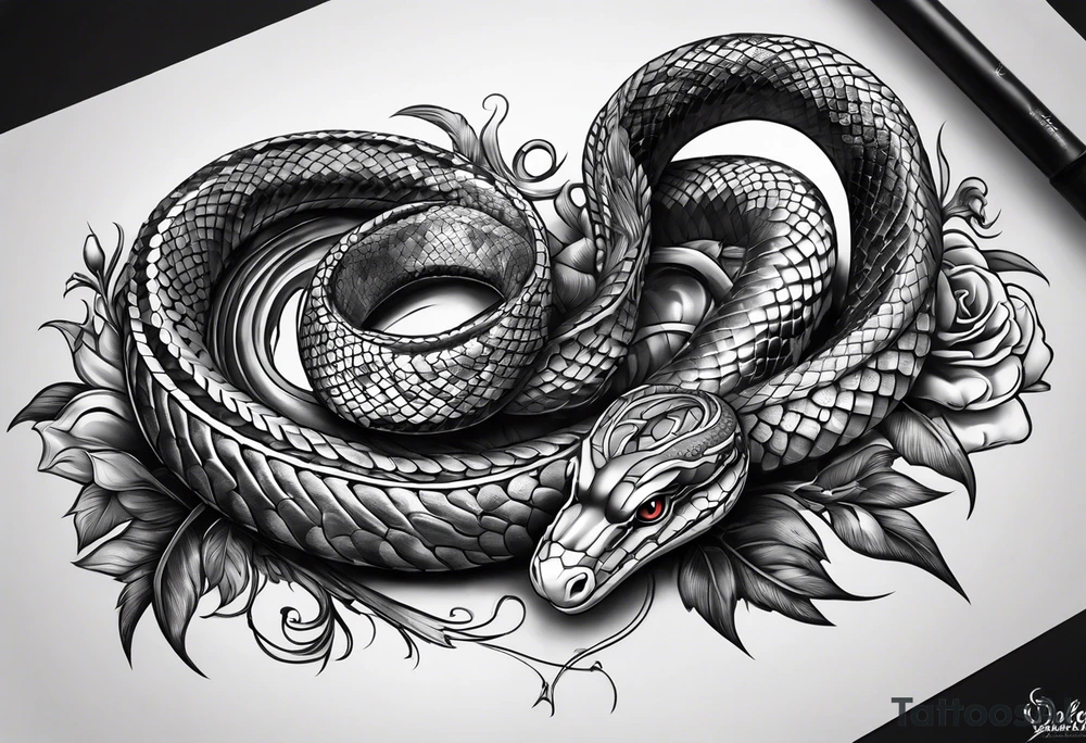 snake wrapped around a dagger tattoo idea