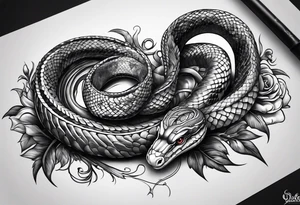 snake wrapped around a dagger tattoo idea