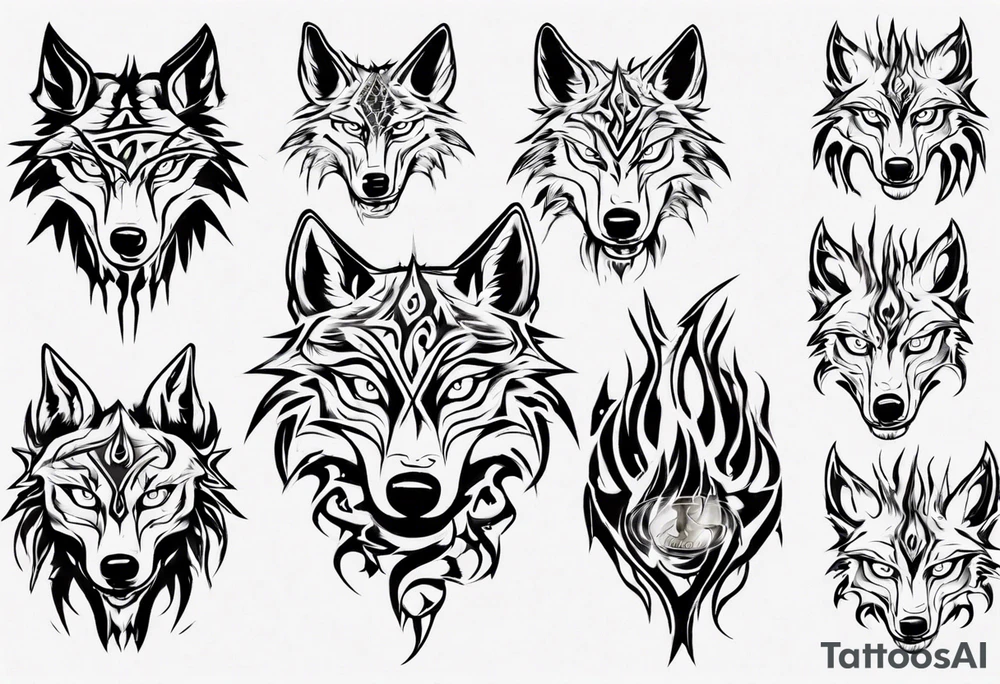 wolf with burning eyes tattoo idea