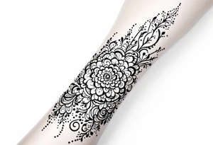 Indian style Henna tattoo for the inner wrist including word pain tattoo idea