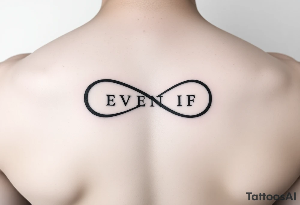 simple yet unique infinity symbol with the words "EVEN IF" tattoo idea
