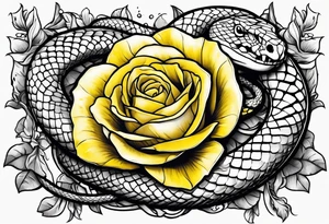 snake wrapped around a sword with a yellow rose tattoo idea