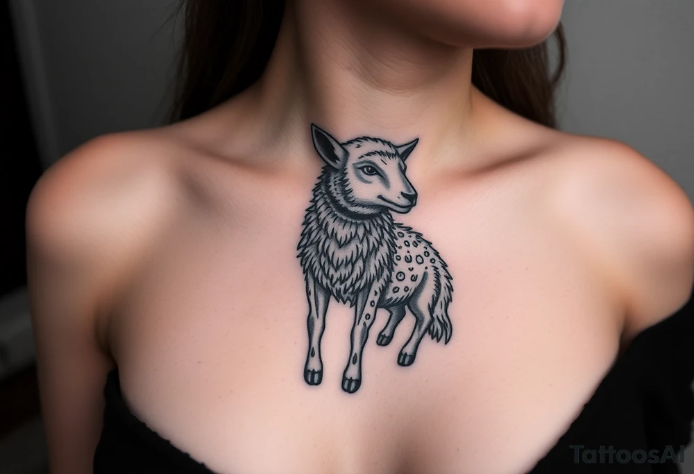 Sheep worn as a costume for a wolf tattoo idea