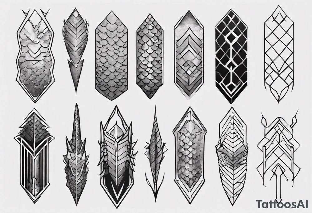 Dragon scale armor geometric tattoo idea