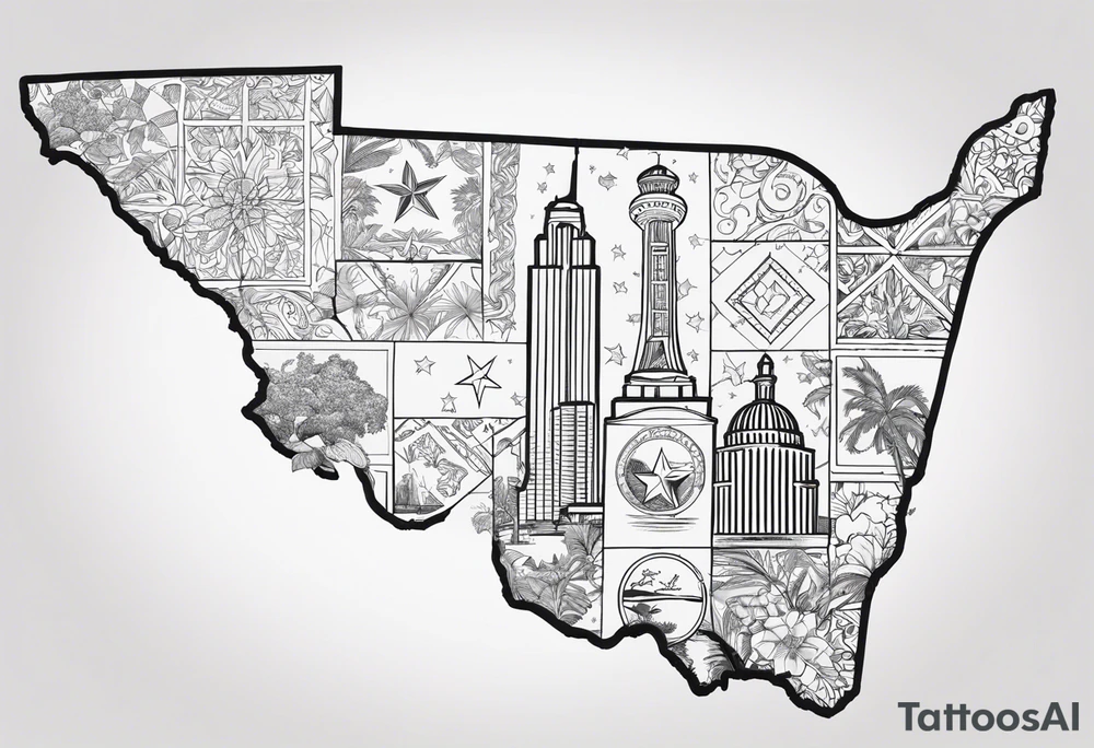florida outline with texas outline ,772,956, and some dices tattoo idea
