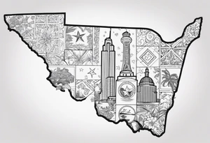 florida outline with texas outline ,772,956, and some dices tattoo idea