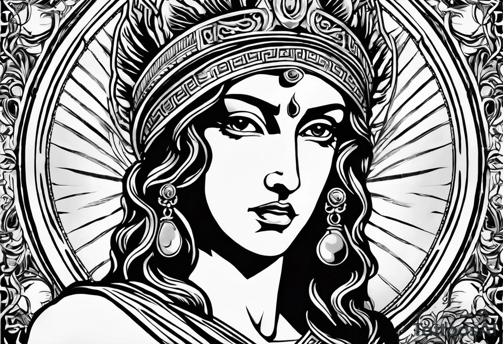 Themis (Greek Goddess of Justice), with blood in her eyes tattoo idea