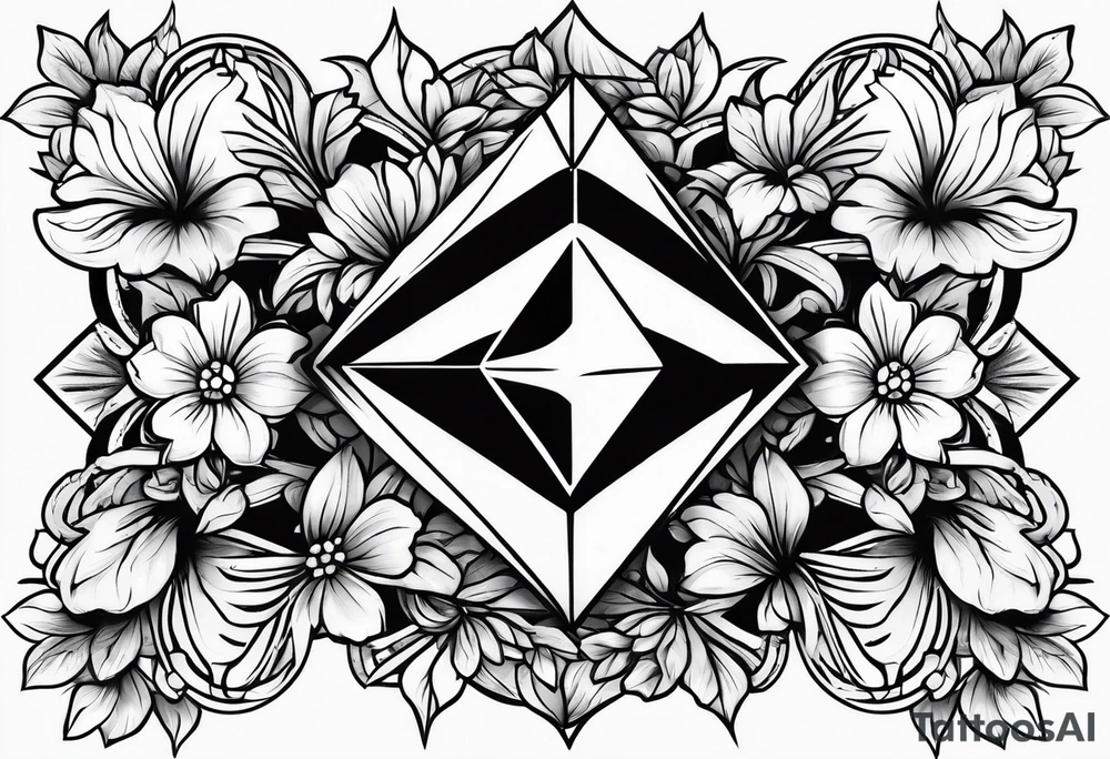 Big diamonds and flowers tattoo idea