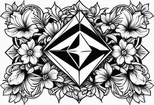 Big diamonds and flowers tattoo idea