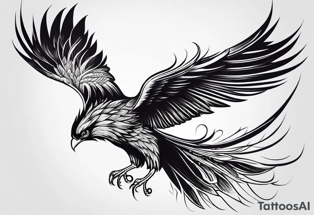 phoenix  minimaliste. trait de crayon. tattoo idea