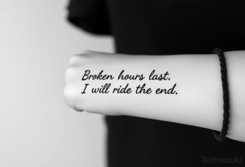 Broken hours last with the phrase, I will ride to the end tattoo idea