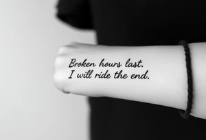 Broken hours last with the phrase, I will ride to the end tattoo idea