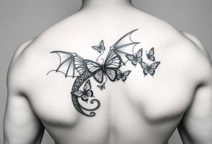 dragon made of butterflies masculine tattoo idea