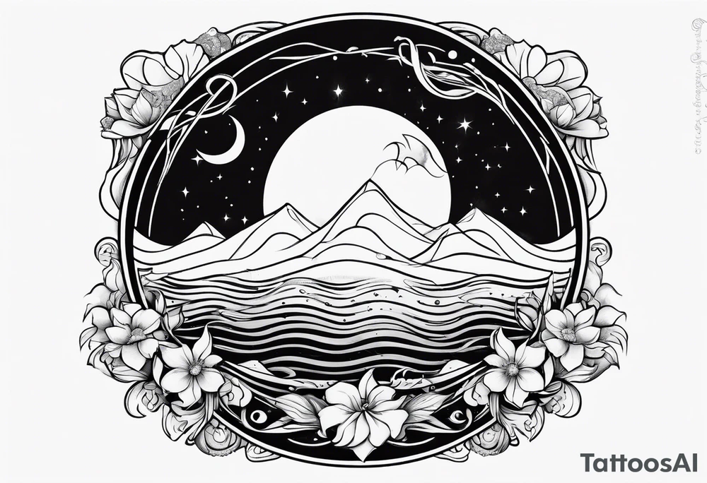 Pisces symbol in a full moon tattoo idea