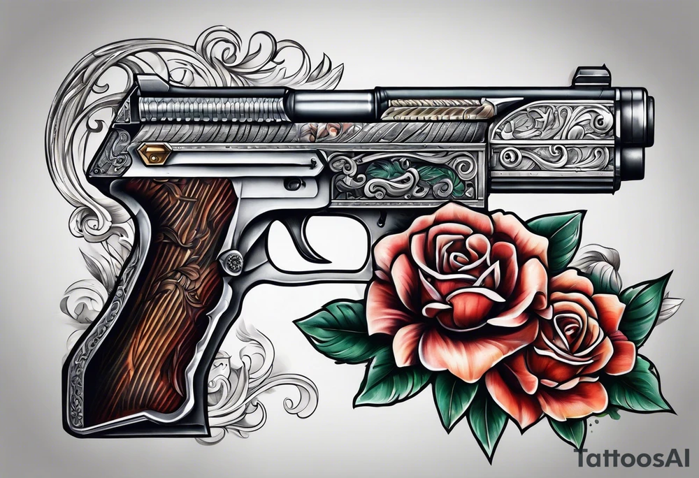 The letters AR with a pistol on each side tattoo idea