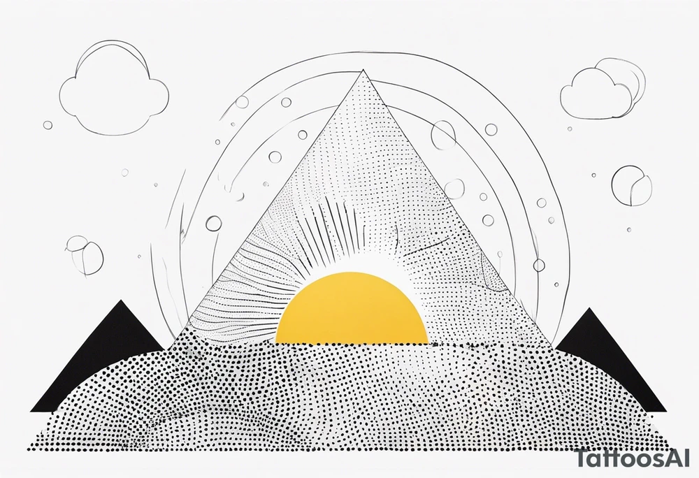 simple sunshine made of black dots with a triangle incorporated somewhere tattoo idea